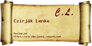 Czirják Lenke névjegykártya